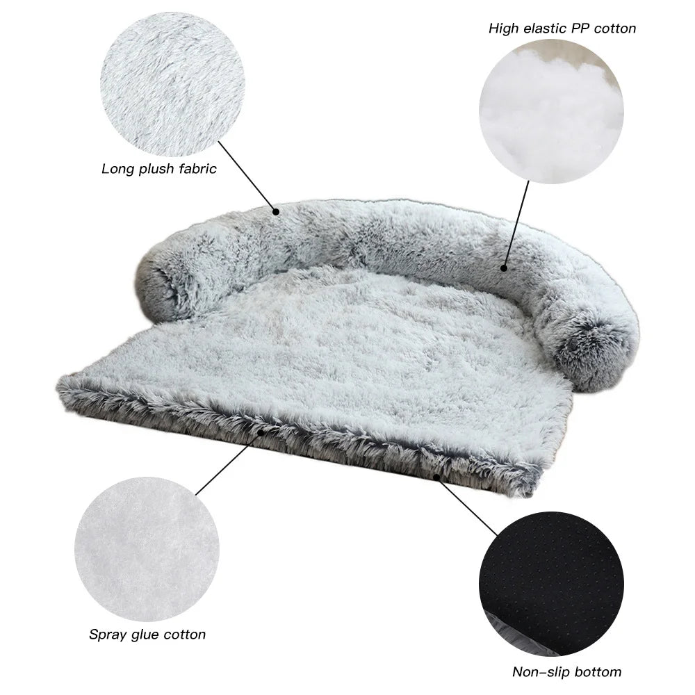 Cozy & Washable Plush Pet Bed - Large Dog Sofa Mat with Removable Cover for Ultimate Comfort