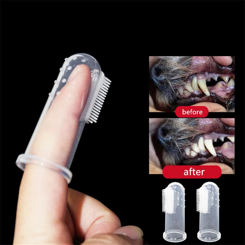 Gentle Pet Finger Toothbrush for Dogs & Cats - Effective Bad Breath & Tartar Care!