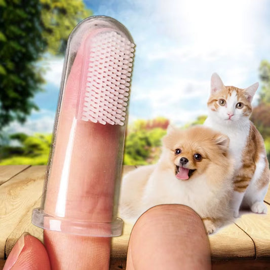 Gentle Pet Finger Toothbrush for Dogs & Cats - Effective Bad Breath & Tartar Care!