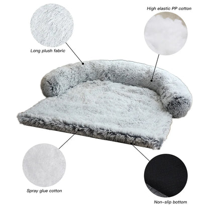 Cozy & Washable Plush Pet Bed - Large Dog Sofa Mat with Removable Cover for Ultimate Comfort