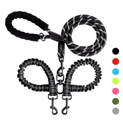 pet dog double leashes elastic rope